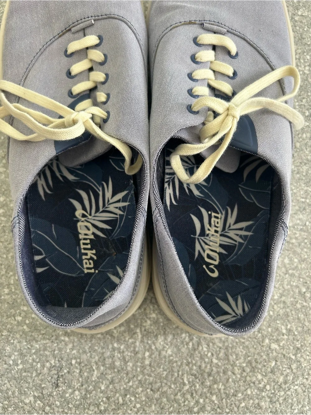 Olukai Men's Tradewind Blue Canvas Lace-Up Sneakers Size 10.5